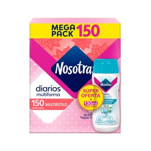 Protectores Diarios Nosotras Multiestilo X 150 Und Gts Jabon Intimo Nosotras Frescura Extrema