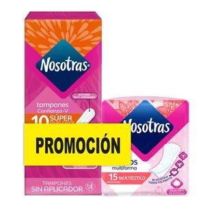Tampon Nosotras Super X 10 Und Gratis Nosotras Protectores Diarios Multiestilo X 15 Und