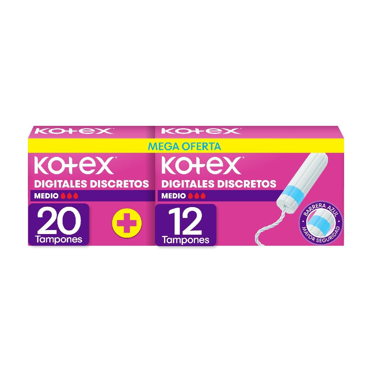Ki | Tampon Kotex Discretos Medio Digital X 32 Und Mega Oferta