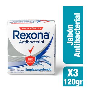 Jabon Barra Rexona Antibacterial Limpieza Profunda X 120 Gr X 3 Und