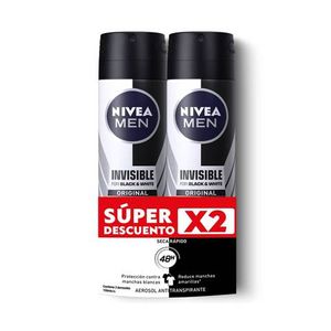 Desodorante Nivea Aerosol Men Invisible Black Y White Frasco X 150 Ml X 2 Super Descuento