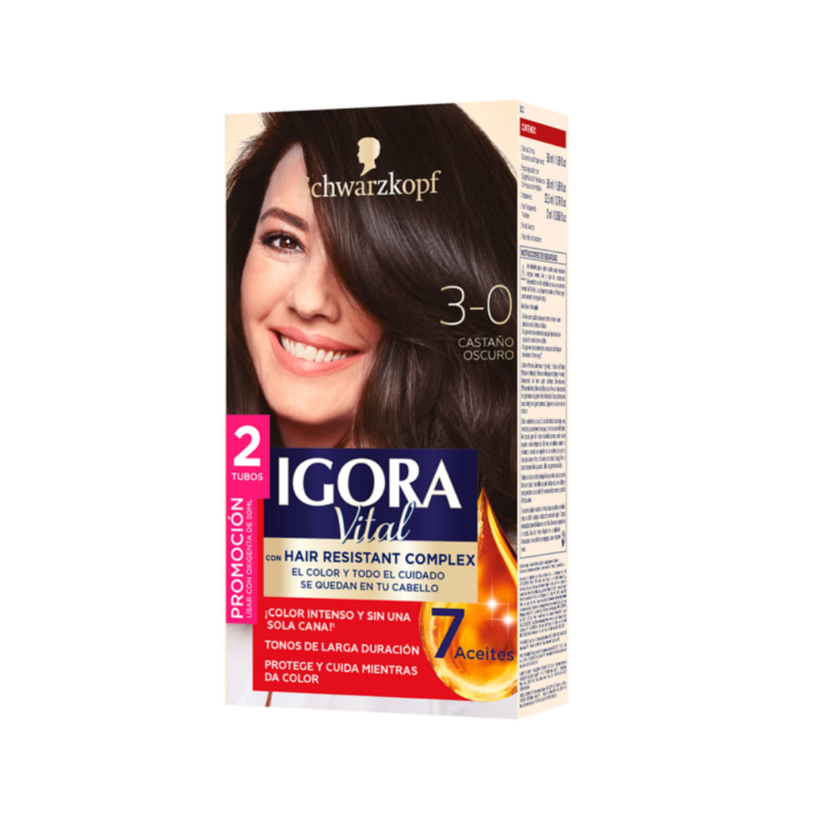 TINTE IGORA VITAL EST 3-0 CASTANO OSCURO DOBLE TUBO - Salud ...