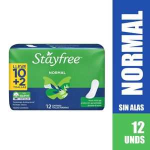 Toallas Stayfree Normal Sin Alas X 12 Und