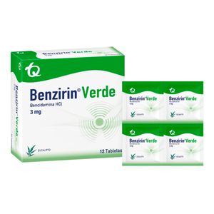 Benzirin Verde Bencidamina Hci 3 Mg Eucalipto X 12 Tabl