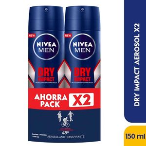 Desodorante Nivea Aerosol Men Dry Impact X 150 Ml X 2 Und Precio Especial