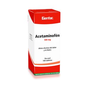 Acetaminofen 500 Mg Caja X 100 Tabletas