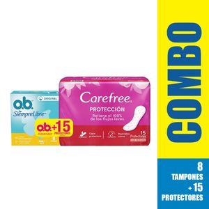 Tampon O.b Medio X 8 U + Carefree Portectores X 15 U Precio Especial