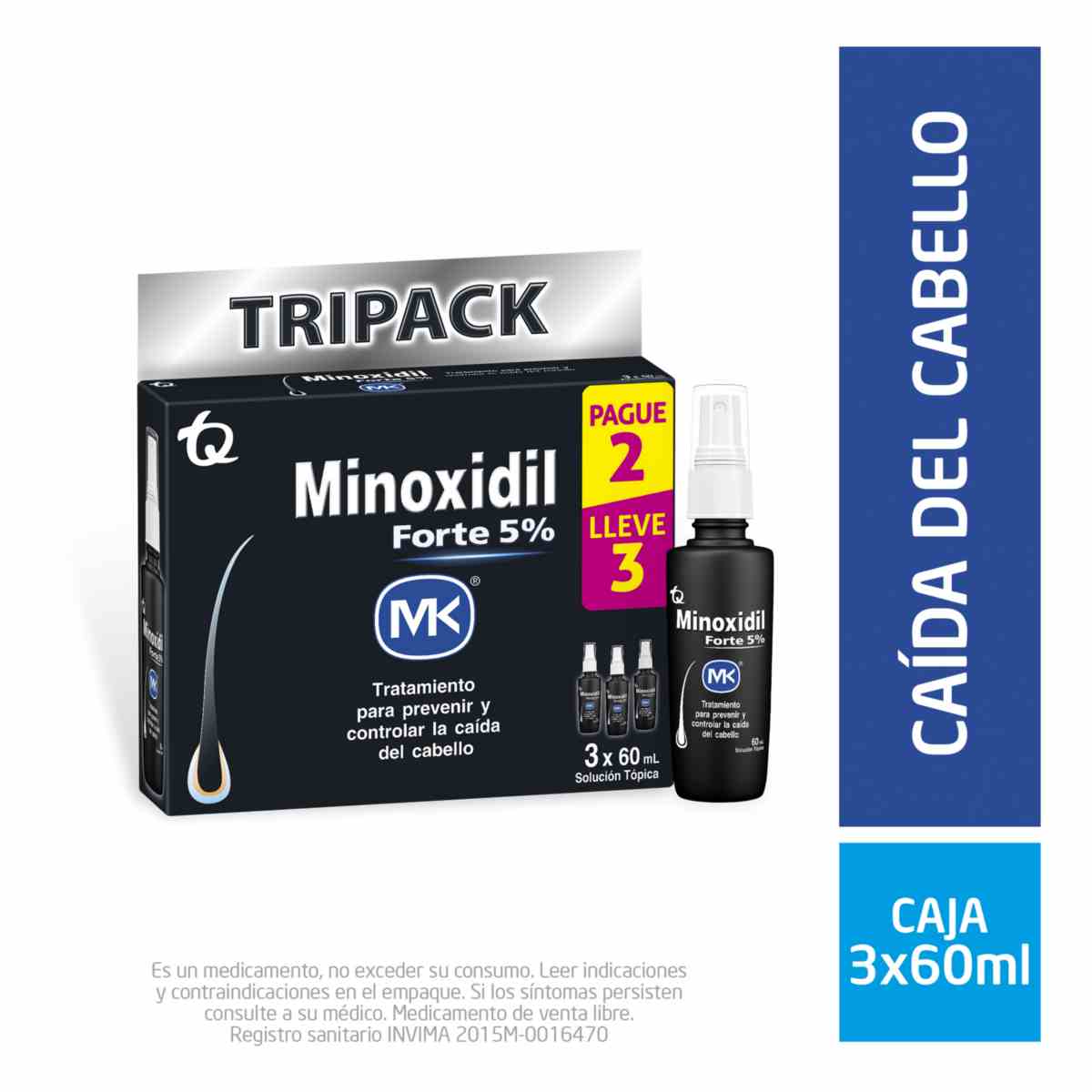 Minoxidil Forte Solución Tópica 5 Frasco X 60 Precio Especial