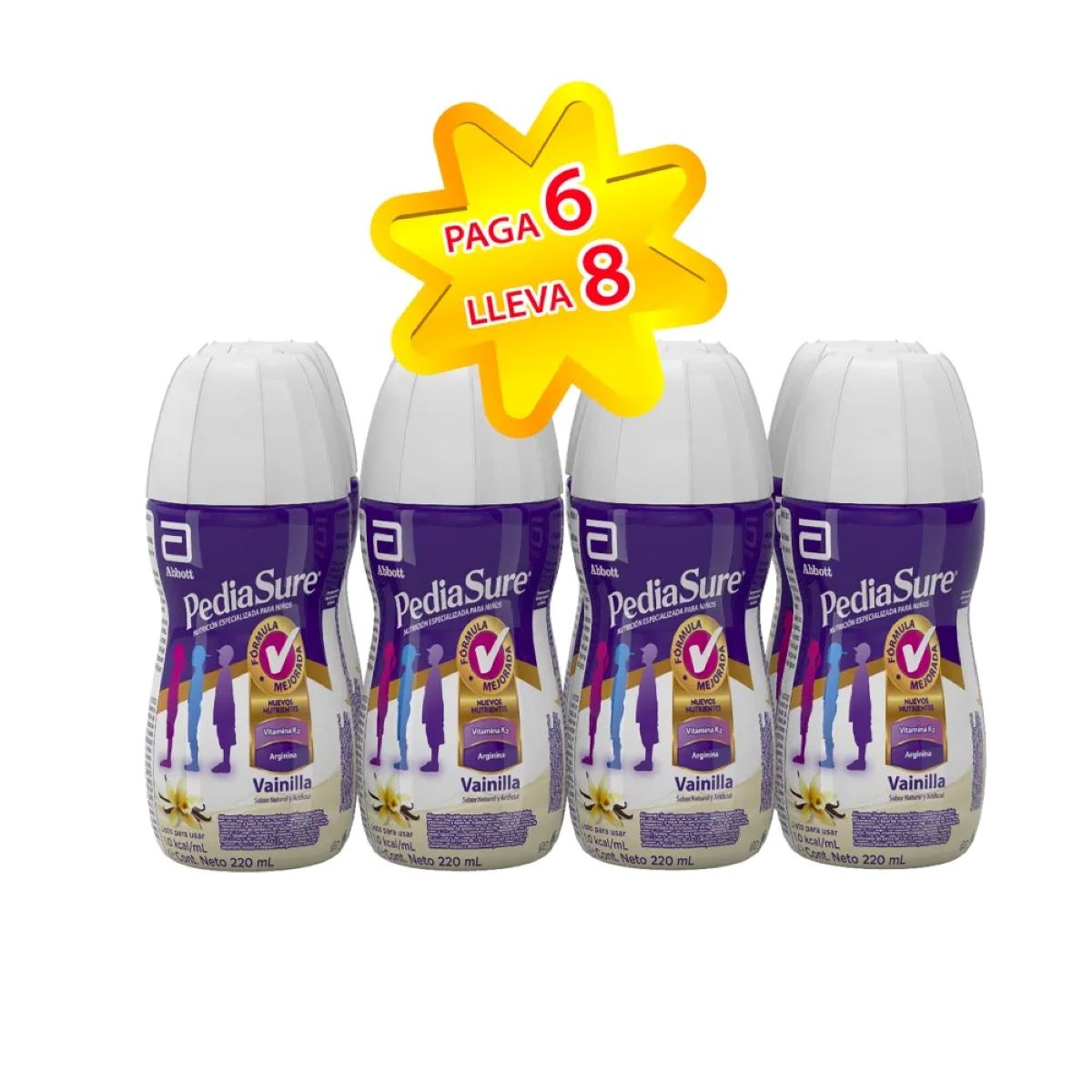  PediaSure Batido de vainilla botellas de 8 onzas (paquete de  24) (paquete de 6) : Bebés
