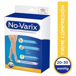 Medias No-varix Unisex Firme Compresion Punta Abierta Beige Talla M X 1 Par