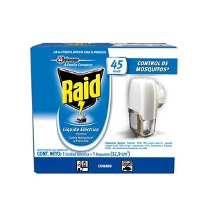 Raid Insecticida 45 Noches Unidad Electrica + Respuesto Liquido