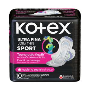 Toalla Kotex Ultrafina Sport Alas X 10 Und