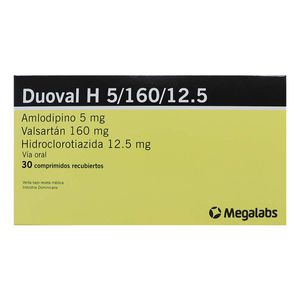 Duoval H Amlodipino/valsartan/hidroclorotiazida 5/160/12.5 Mg X 30 Tabl