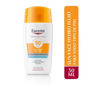 Protector Solar Eucerin Facial Hydro Fluid Textura Ultraligera Fps 50+ X 50 Ml