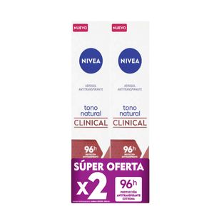 Desodorante Nivea Aerosol Women Clinical Tono Natural X 150 Ml X 2 Und Super Oferta