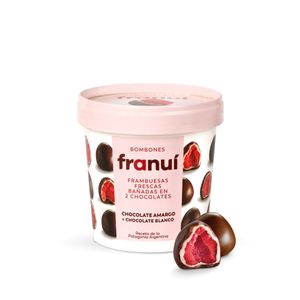 Franui Frambuesas Banadas En 2 Chocolates Amargo Y Blanco X 150 Gr