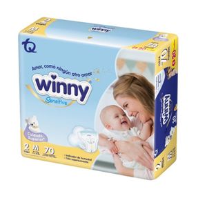 Panal Winny Sensitive Talla 2 X 70 Und Gratis Toallas Humedas