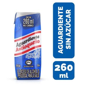 Aguardiente Antioqueno Sin Azucar Azul Tetrapack X 260 Ml
