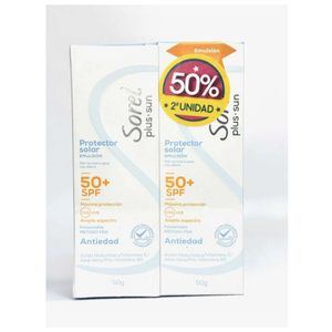 Protector Solar Sorel Emulsion Spf 50 X 50 Gr X 2 Und Descuento 50% En La 2 Und