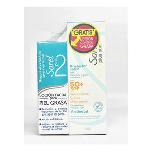 Protector Solar Sorel Gel Spf 50 X 50 Gr Gratis Locion Control Grasa