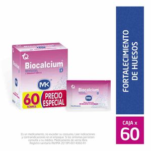 Biocalcium D Calcio/vitamina D 500 Mg/200 Ui X 60 Sobres Precio Especial