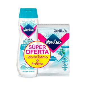 Jabon Intimo Nosotras Frescura Extrema X 200 Ml + Panos Intimos Frescura Extrem Super Oferta