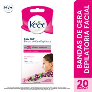 Veet Easy Gel Bandas De Cera Depilatoria Facial Piel Normal X 20 Bandas