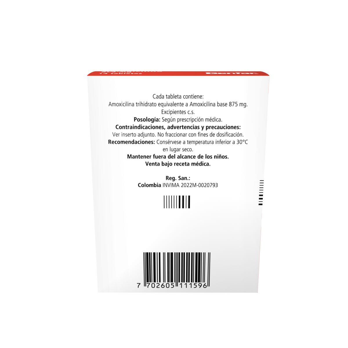 Amoxicilina 875 Mg X 14 Tabl