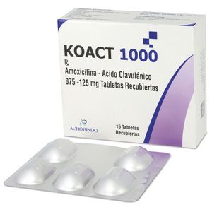 Koact 1000 Mg Amoxicilina 875 Mg/acido Clavulanico 125 Mg X 15 Tabl