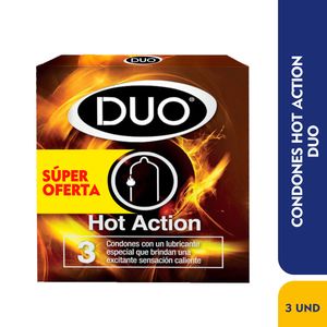 Condones Duo Hot Action X 3 Unds Super Oferta
