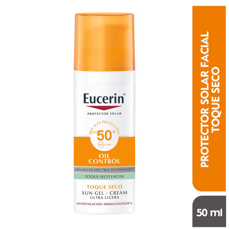 Protector Solar OIL CONTROL Toque seco Facial FPS 50+ Eucerin 50 ml – SKN  Farmacia