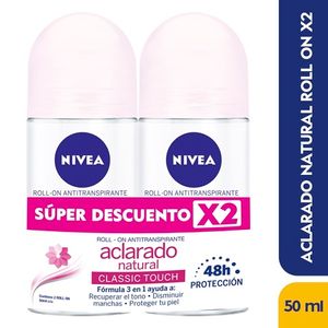 Desodorante Nivea Rollon Aclarado Classic Touch X 50 Ml X 2 Und Super Descuento