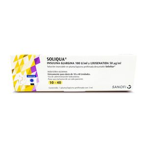 Soliqua Insulina Glargina 100 U/ml/lixisenatida 50 Ug/ml X 1 Pluma X 3 Ml