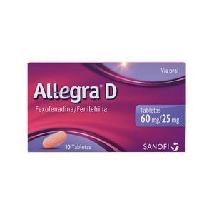 Allegra D Fexofenadina/fenilefrina 60/25 Mg X 10 Tabl