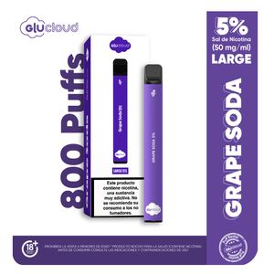 Vapeador Glucloud Grape Soda Large 5% X 800 Puffs