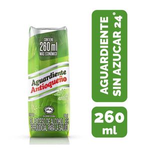 Aguardiente Antioqueno Sin Azucar Verde Tetrapack X 260 Ml