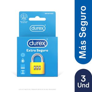 Condones Durex Extra Seguro X 3 Unidades