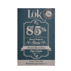 Chocolate Lok 85% Stevia Barra X 70 Gr