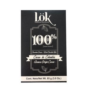Chocolate Lok 100% Cacao De Colombia X 85 Gr