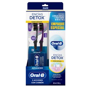 Crema Dental Oral B Encias Detox Sarro Defence X 102 Gr + Cepillo Dental Oral B 5 Acciones X 2 Und