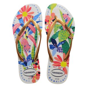 Sandalia Havaianas Mujer Slim Tropical Fc Pr Blanco/dorado Talla 37/38