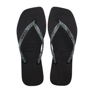 Sandalia Havaianas Mujer Slim Sq Logo Met Fc Negro Talla 37/38