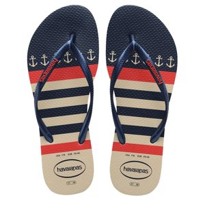 Sandalias Havaianas Slim Nautical Mujer Beige/azul Talla 37/38
