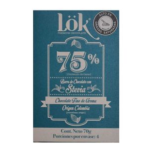 Chocolate Lok 75% Stevia Barra X 70 Gr