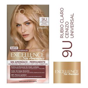 Tinte Loreal Excellence Sin Amoniaco Kit 9u Rubio Claro Cenizo Universal