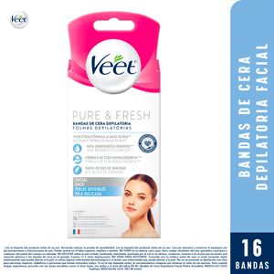 Veet Pure Y Fresh Bandas De Cera Depilatoria Facial X 16 Und