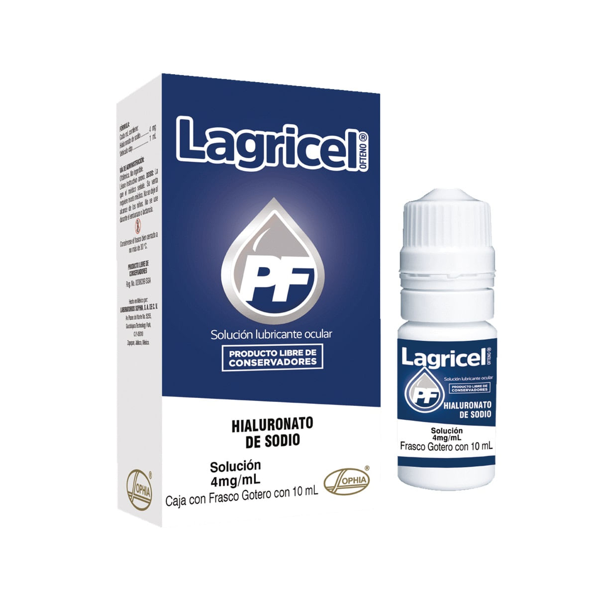 Lagricel Ofteno Pf Hialuronato Sodico 4 Mg Oftalmico X 10 Ml