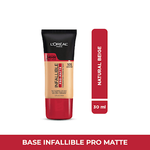 Base Maquillaje Loreal Paris 24h Infallible Pro Matte No. 105 Natural Beige X 30 Ml