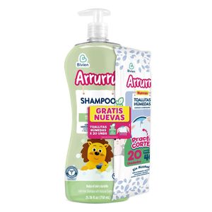 Shampoo Arrurru Cabello Claro X 750 Ml Gratis Toallas Humedas X 20 Und