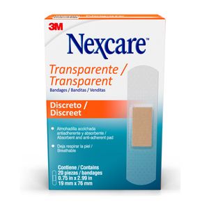 Curitas Nexcare Banditas Transparente Discreto X 20 Und